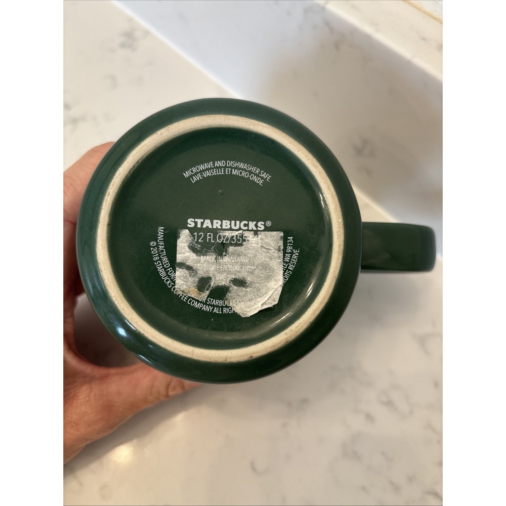Starbucks Mug Floral Green Ceramic Holiday 2018 12 oz Bando Red Rose - Picture 6 of 8